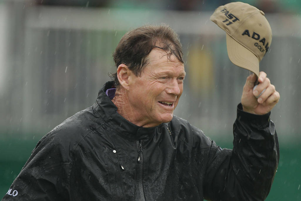 Tom Watson raises his cap after a superb 72 in round three of the 2011 Open Championship